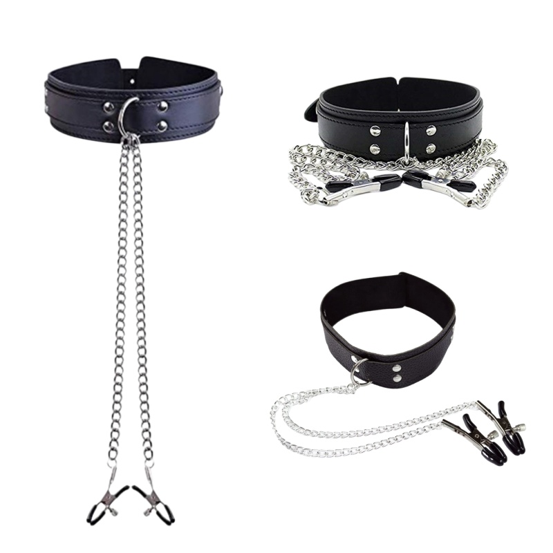 Leatherwork Clamp - 펑크 가죽 목걸이 체인 니플 클램프