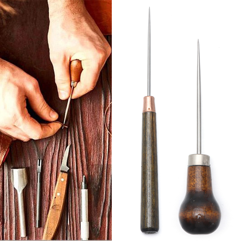 Leatherwork Needles - 1PC 바느질 Awl 나무 손잡이 합금