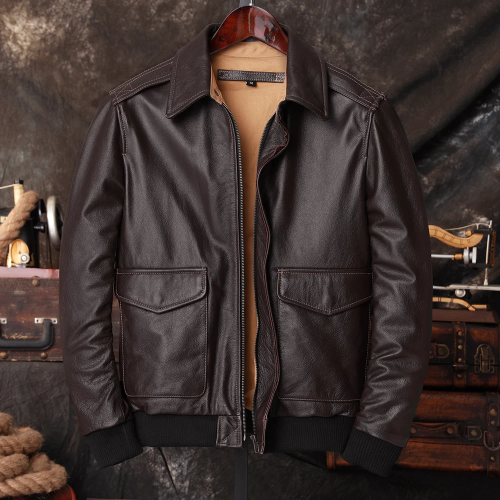 Leather Work Jacket - 폭격기 A2 파일럿 정품 가죽 자켓