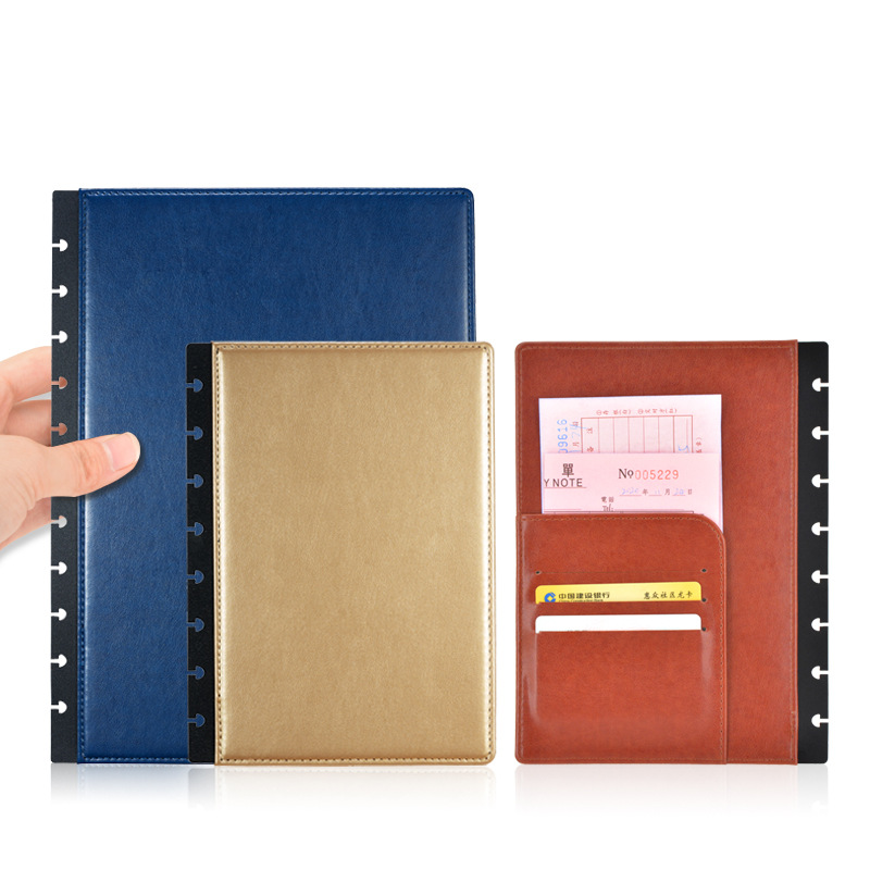 Leather Work Diary - 루즈리프 가죽 커버 버섯 모양 구멍