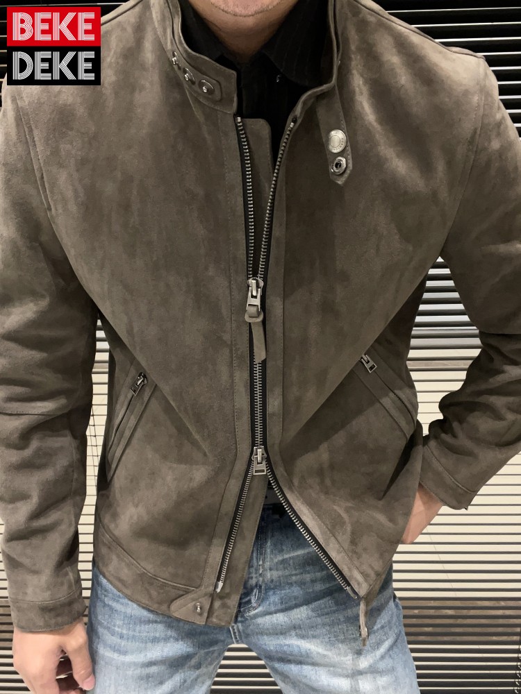 패션 남성용 신상 슬림핏 스탠드 칼라 지퍼 부드러운 천 - Leather Work Jacket 리뷰 및 가격