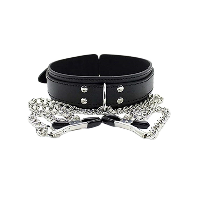 여성용 펑크 가죽 넥 초커 칼라, 체인 니플 클램프 브 - Leatherwork Clamp 리뷰 및 가격