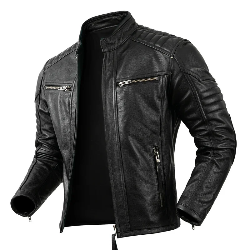 오토바이 캐주얼 빈티지 가죽 코트 남성용, 가을 복장, - Leather Work Jacket 리뷰 및 가격