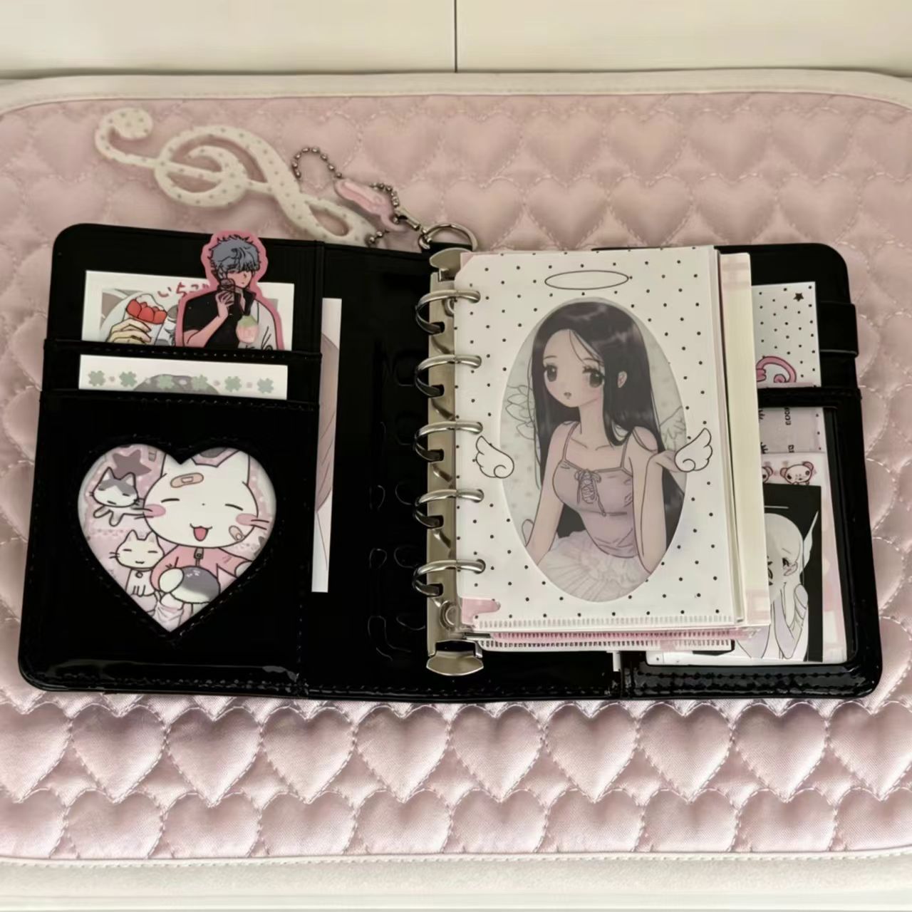 한국 스타일 물방울 무늬 하트 M5 PU 가죽 루즈리프 - Leather Work Diary 리뷰 및 가격