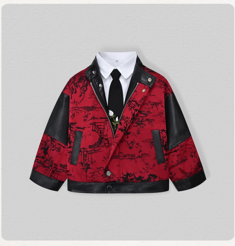 신사풍 아동 자수 모터사이클 PU 가죽 재킷 소년 방수 - Leather Work Jacket 리뷰 및 가격
