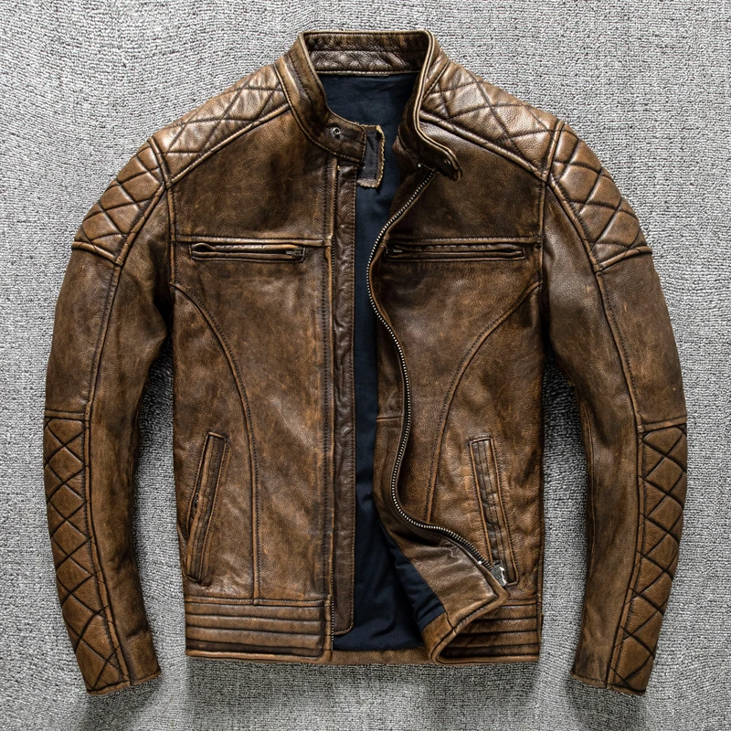 빈티지 남성 가죽 자켓 옐로우 브라운 두꺼운 100%  - Leather Work Jacket 리뷰 및 가격