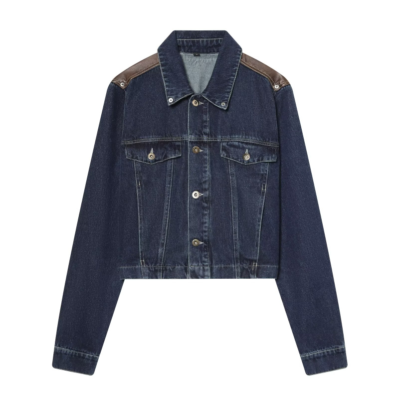 ETJ 여성 데님 재킷 & 청바지 세트 크롭 가죽 패치 - Leather Work Jacket 리뷰 및 가격