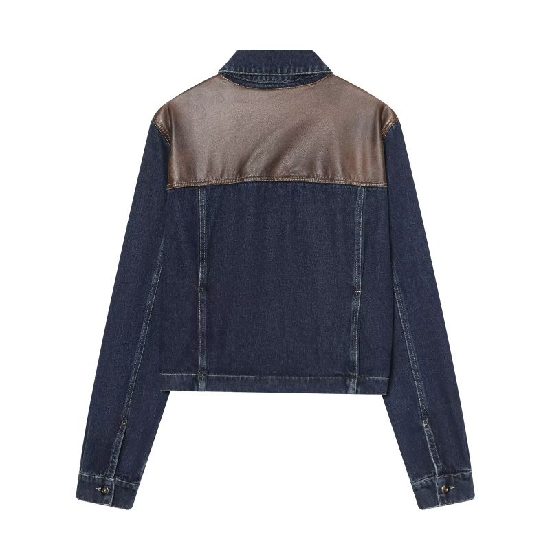 ETJ 여성 데님 재킷 & 청바지 세트 크롭 가죽 패치 - Leather Work Jacket 리뷰 및 가격