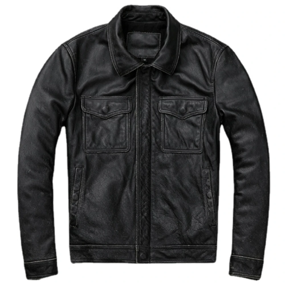 빈티지 다크 브라운 레드 천연 가죽 재킷 남성용, 10 - Leather Work Jacket 리뷰 및 가격