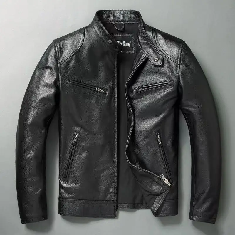 남성용 진짜 가죽 재킷, 100% 소가죽 슬림핏 스탠드 - Leather Work Jacket 리뷰 및 가격